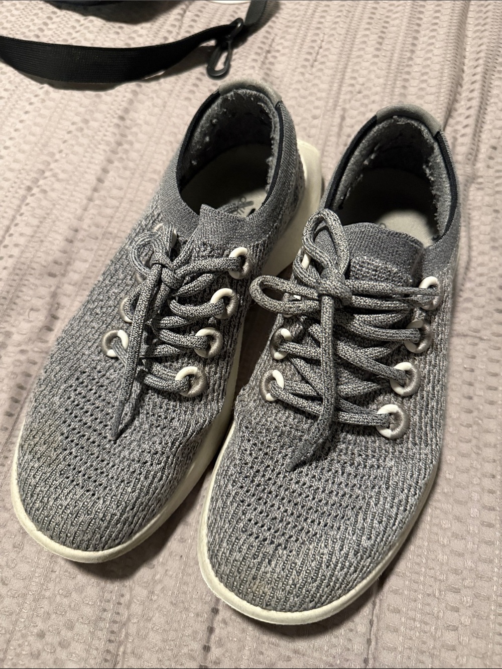 allbirds Men's Gray Knit Lace-Up Sneakers with Cream Soles